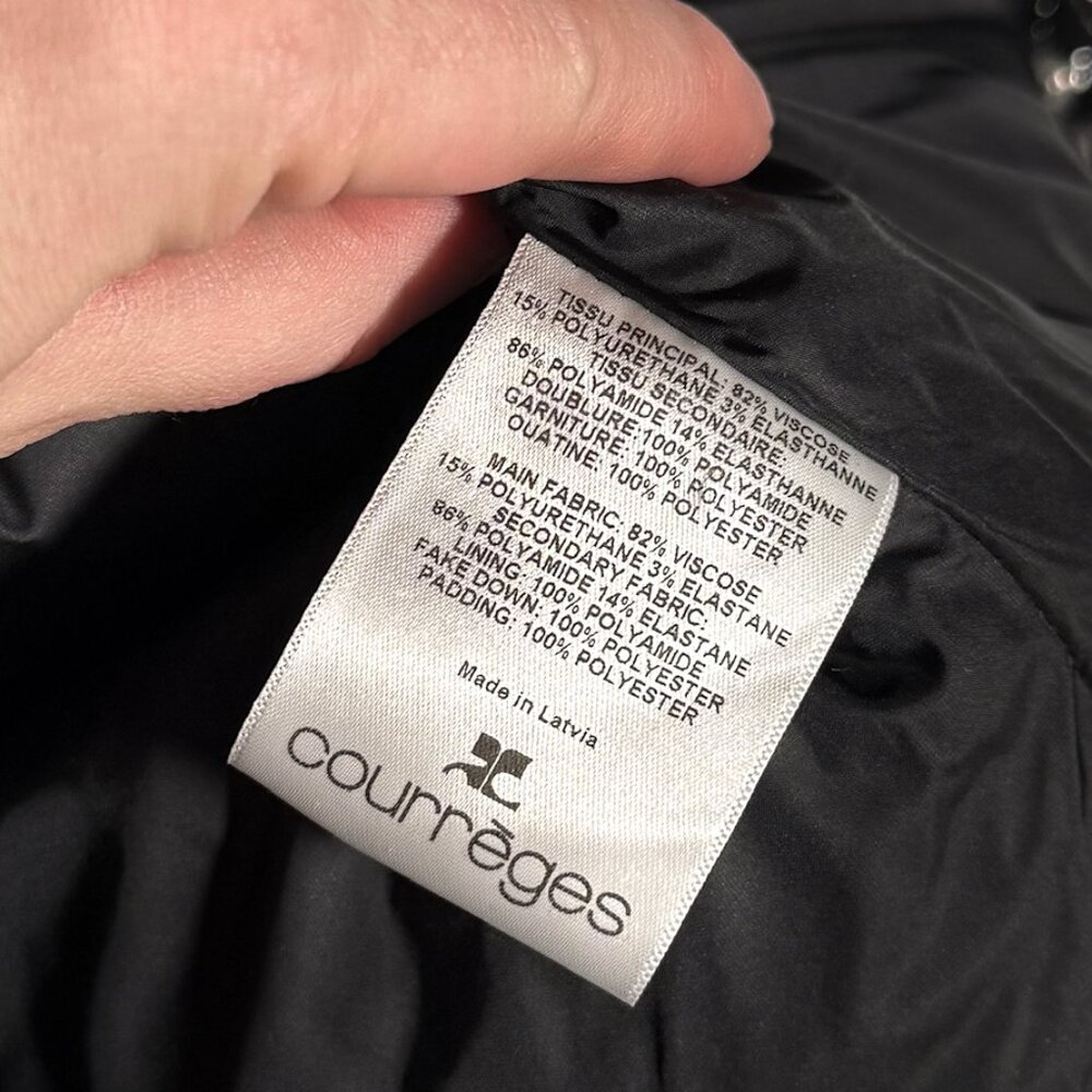 Courrèges Black Vinyl Logo Accent Puffer Jacket - Picture 12 of 13